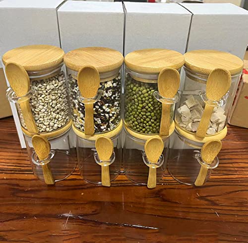 Livejun 8 Oz Airtight Mini Glass Jars With Bamboo Lids And Bamboo Spoons, Spice Jars Small Food Storage Containers For Kitchen, Bathroom, Home Decor Set Of 8 #TOP7