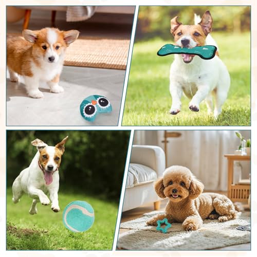 LIFLIX Hundespielzeug Kleine Hunde - 4 Stück Welpenspielzeug Kleine Welpen - Interaktives Kauspielzeug Hundeball und Quietschspielzeug- Eulen Form