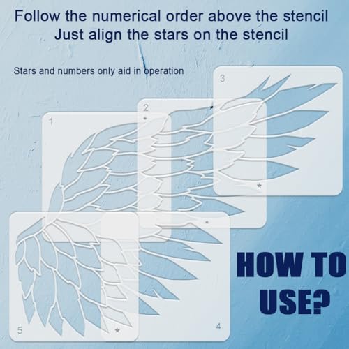 FINGERINSPIRE 10PCS Large Angel Wings Stencil for Painting 30x30cm Reusable Combination Splicing Drawing Template Plastic PET Feather Wings Painting Stencil for Home Wall Furniture Decoration - Image 3