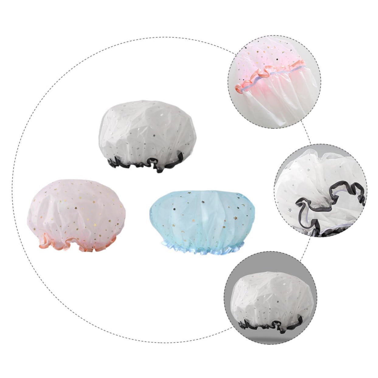 FRCOLOR 15stücke Teiliges Wasserdichter Duschhauben Für Doppellagige Elastische Badekappen Pastellfarben Für Spa Und
