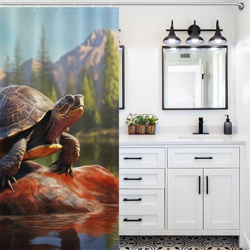 Rideau baignoire anti éclaboussure tortue de mer lavable en machine