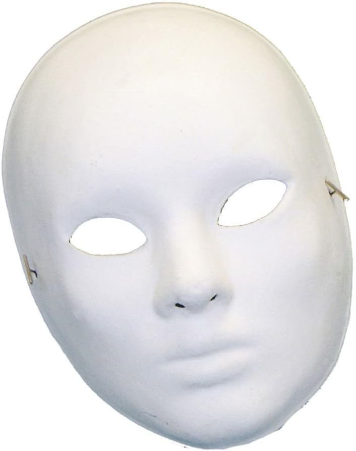 Popcandy Unpainted Paper Mache Mask Mardi Gras Mask Blank Face Mask White Mask 50508