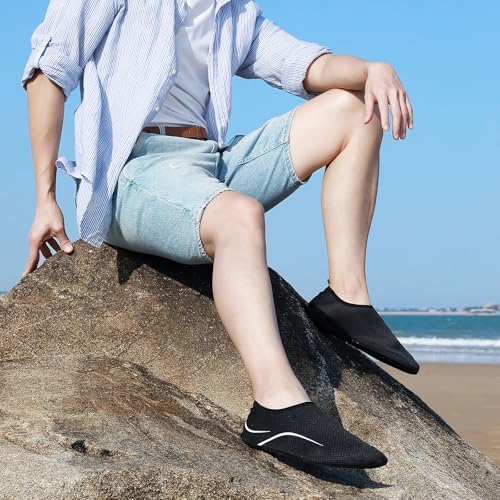 gitzing Water Shoes for Women Men Beach Quick-Dry Swim Aqua Socks Breathable Barefoot Shoes for Beach Surfing Driving Pool Yoga(Black,42 EU/8 UK) - Image 2