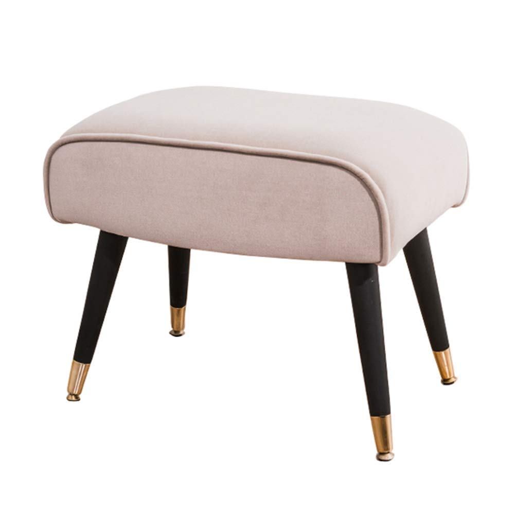 Tabouret en bois massif et tissu gris, l'élégance d'un repose-pieds ottoman durable