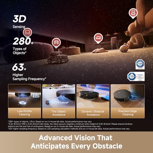 Image of DREAME L60 Ultra Robot Vacuum and Mop, 35,000Pa Suction, Detangling Brush, AI-Enhanced 3D ToF Vision, 100℃ Mop Self-Cleaning, 280+ Object Types, Extendable Side Brush and Mop, Black