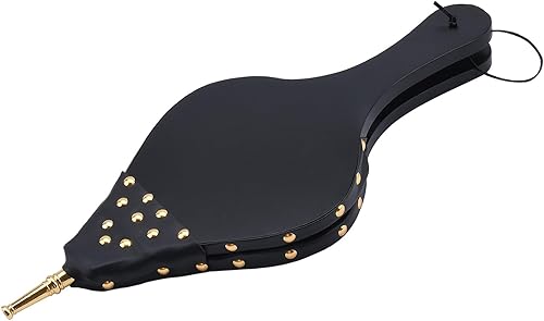 KIAADSY Fuelle de 17 x 7.5 pulgadas, fuelle de chimenea para hoguera, estufa de leña, campamento, soplador de chimenea con correa para colgar,