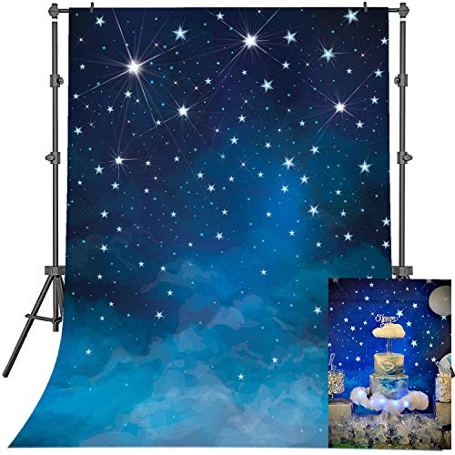 Mehofoto Starry Night Backdrops Blue Night Sky Photo Background for Party Newborn 5