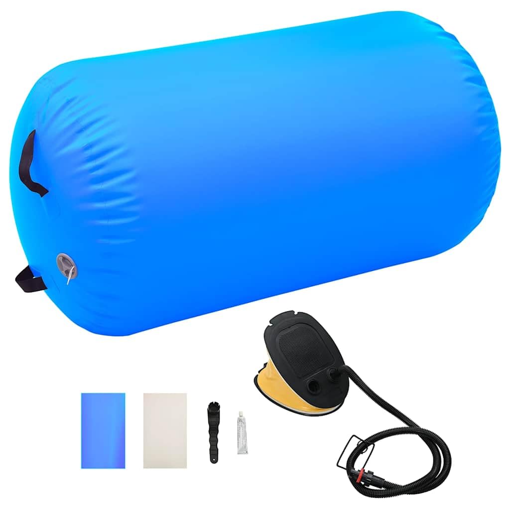 Mangloder - Rullo da ginnastica gonfiabile con pompa, 120 pezzi, in PVC, blu, per yoga, pilates, fitness, ginnastica, meditazione, stretching, equilibrio, allenamento e riabilitazione in palestra o a