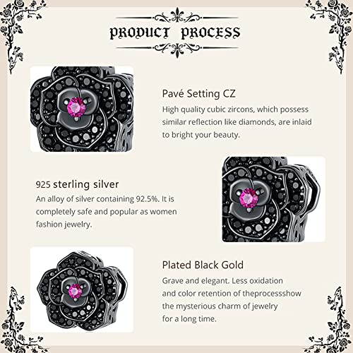 Cuentas de flores de rosas negras para bisutería, collares y pendientes DIY 6