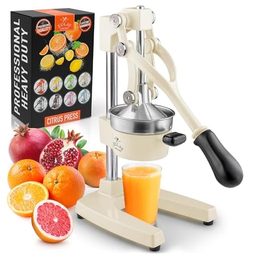 Zulay Kitchen Cast-Iron Orange Juice Squeezer - Heavy-Duty, Easy-to-Clean, Professional Citrus Juicer - Durable Stainless Steel Lemon Squeezer - Sturdy Manual Citrus Press & Orange Squeezer (Cream)