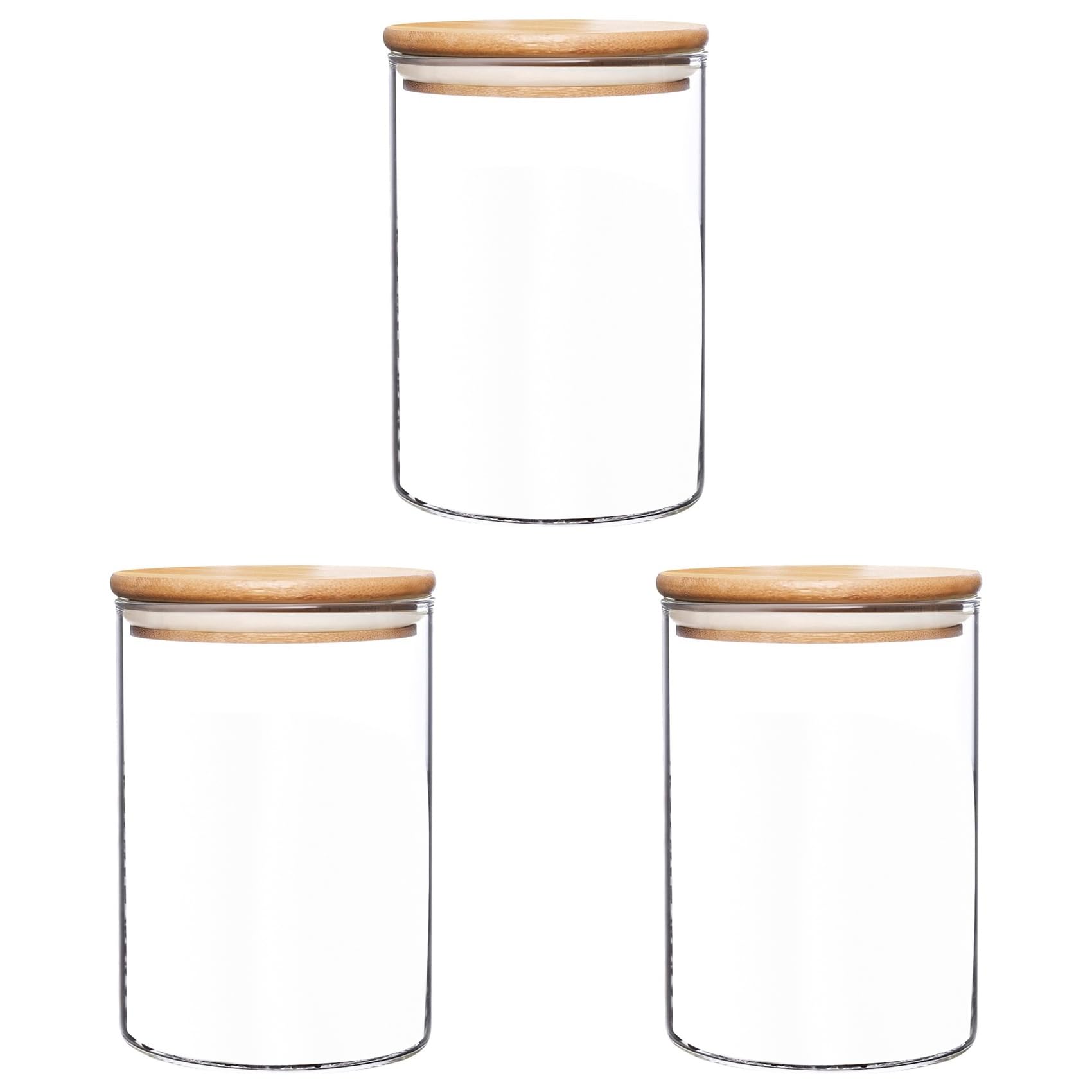 Vjsujehgy 3X Glass Food Storage Containers with Lids Large Glass Food Storage Jars for Coffee Bar Tea Sugar (27 FL OZ)