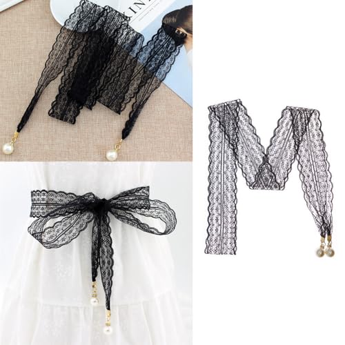 3 Pack Women Bohemian Style Belt Tie Skinny Boho Lace Belt with Pearl Pendant Waist Belt for Women's Summer Dresses Floral Lace Casual Beach Maxi Dress Spaghetti Strap Cocktail Dresses3