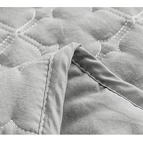 YUDEYU Tagesdecken Blätter Grau Gewaschener Baumwollstoff Spannbettlaken Matratzenbezug Bettlaken (80X200CM/HIGH 5-15CM) - Image 8