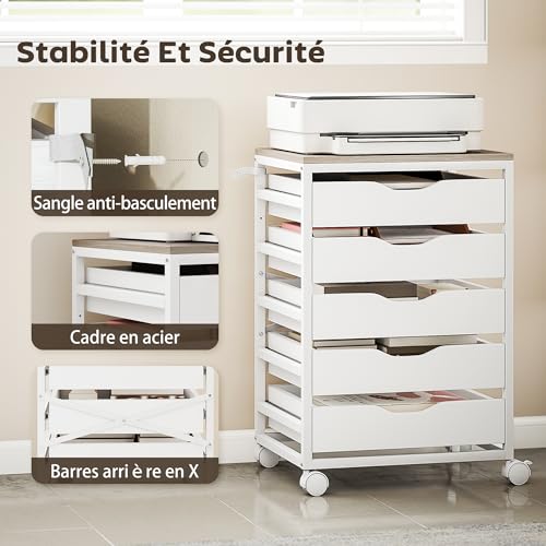 Caisson bureau mobile blanc pour libérer de l'espace de travail - 6