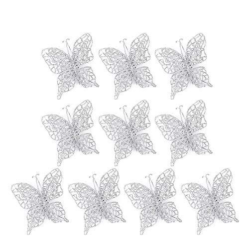 ZAILHWK Christmas Glitter Butterfly,10pcs Christmas Butterfly Christmas Decorations Christmas Tree Ornaments Wedding Party Decorations