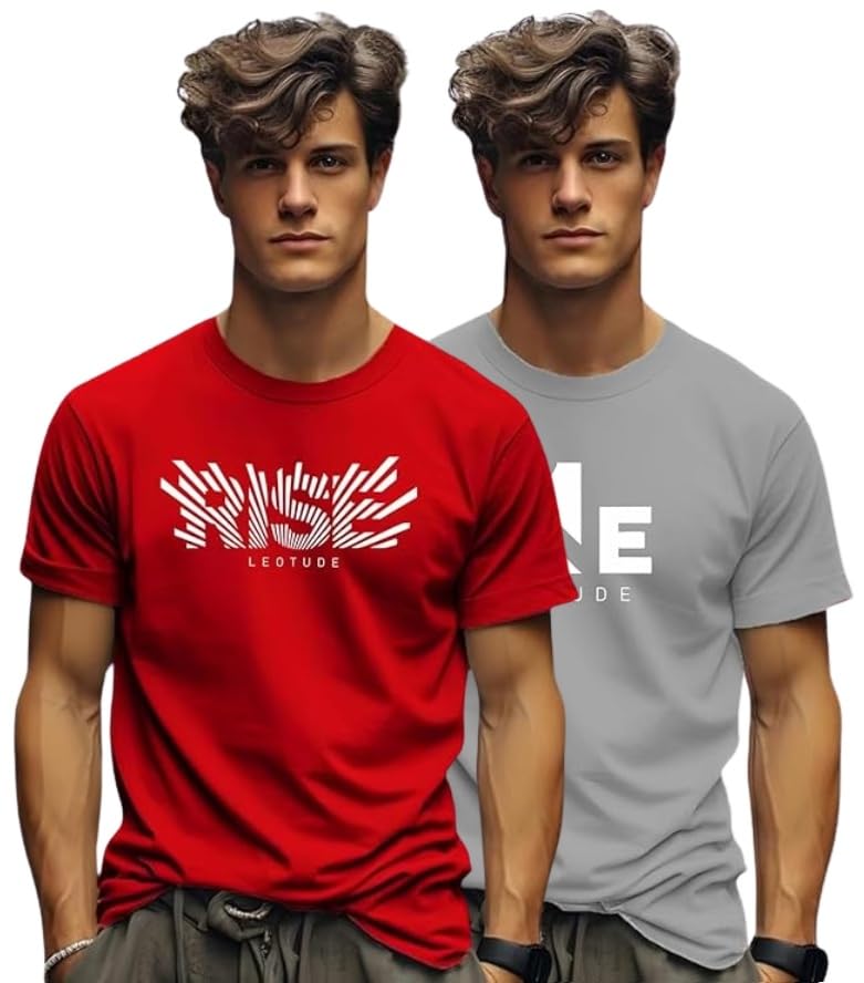 Image of LEOTUDE Men's Half Sleeve Regular Fit Tshirt | Tshirt for man
