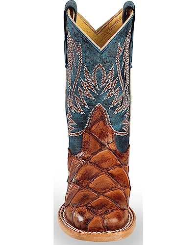 Horse Power Boys' Cognac Seas The Day Fish Print Boot Square Toe Cognac 10 D4