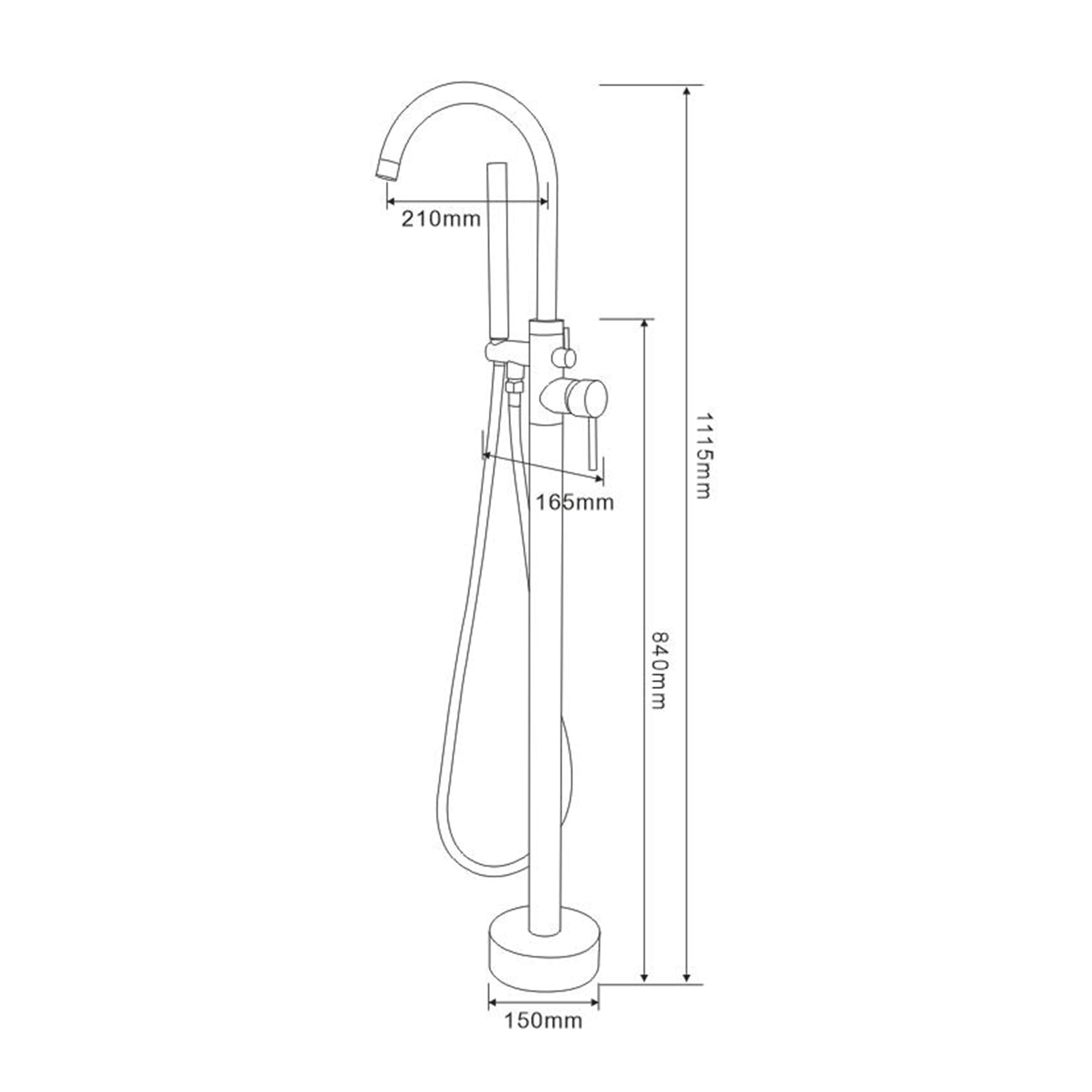 Freestanding Rubinetti Per Vasca, Montaggio A Pavimento Miscelatore Rubinetto Per Vasca Rubinetto Per Vasca Da Bagno Indipendente, Girevole A 360°, Con Doccetta Per Vasca (Oro spazzolato-A)