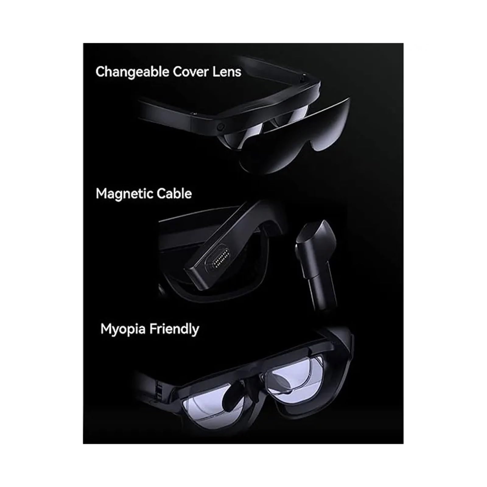 XR Glasses 1S With Micro OLED 1080P Video Display Glasses Dynamic Stereo Sound 3D Movie Watch Game On PC/IOS(Style 2)
