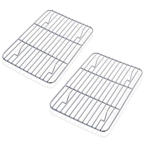 HaWare Juego de 2 rejillas de enfriamiento de 100% acero inoxidable grueso rejilla de horno rectangular para hornear freír enfriar asar 215 x 16 x 2 cm saludable y duradera apta para lavavajillas