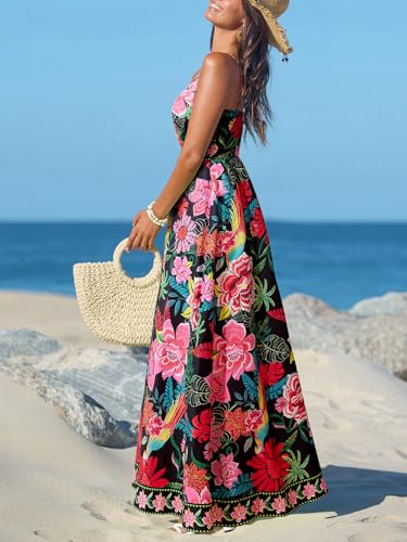 CUPSHE Women's Summer Dresses Casual Spring V Neck Sleeveless Floral Beach Vacation Long Spaghetti Strap Flowy Maxi Dress - Image 5