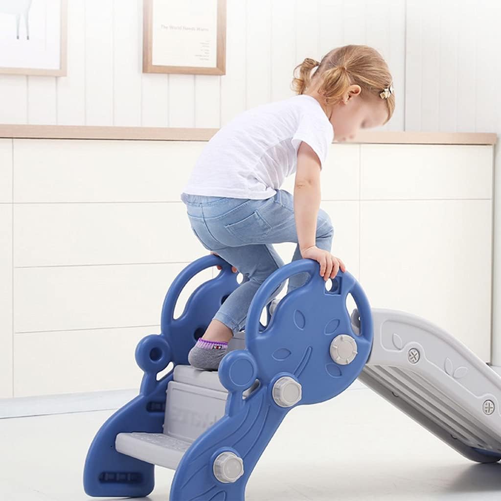 Children's Slide Three-Stage Structure with a Sealed Safety Pedal Freestanding Slides for Toddlers Childrens Kids Toddler Playground Garden Indoor (Blue)