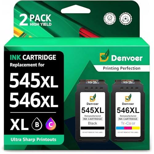 Denvoer PG-545XL CL-546XL Cartuchos de Tinta Remanufacturado para Canon 545 546 XL para Pixma TS3350...