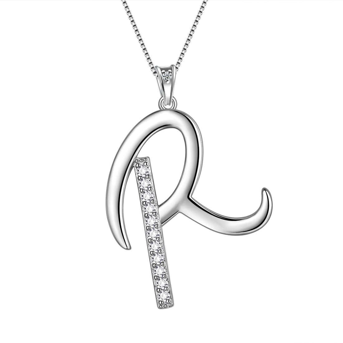 Aurora TearsInitial Letter Necklace for Women Girls - 925 Sterling Silver Personalized 26 A-Z Alphabet Name Pendant Crystal CZ Jewelry Mothers Day Valentines Christmas Birthday Gifts for Her Mom Wife Girlfriend