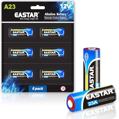 EASTAR BTS A23 12 Volt Battery - Alkaline A23 12V Batteries (6 Pack) for High-Powered Devices, Long Lasting 23A 12V Battery 55mAh for Ceiling Fan Remotes, Garage Doors Openers, Doorbells