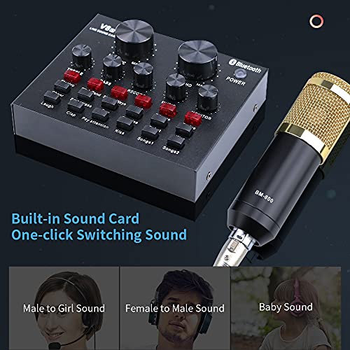 rzoizwko BM-800 Mikrofon Studio Aufnahmekits Kondensatormikrofon für Computer Phantomspeisung BM-800 Karaoke Mikrofon… – Bild 6