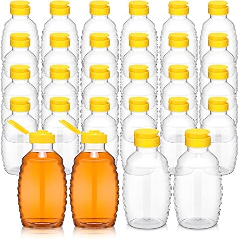 24 Stück transparente Kunststoff-Honigflaschen, Kunststoff, Skep-Stil, Glas, Honigflasche, leer Cover