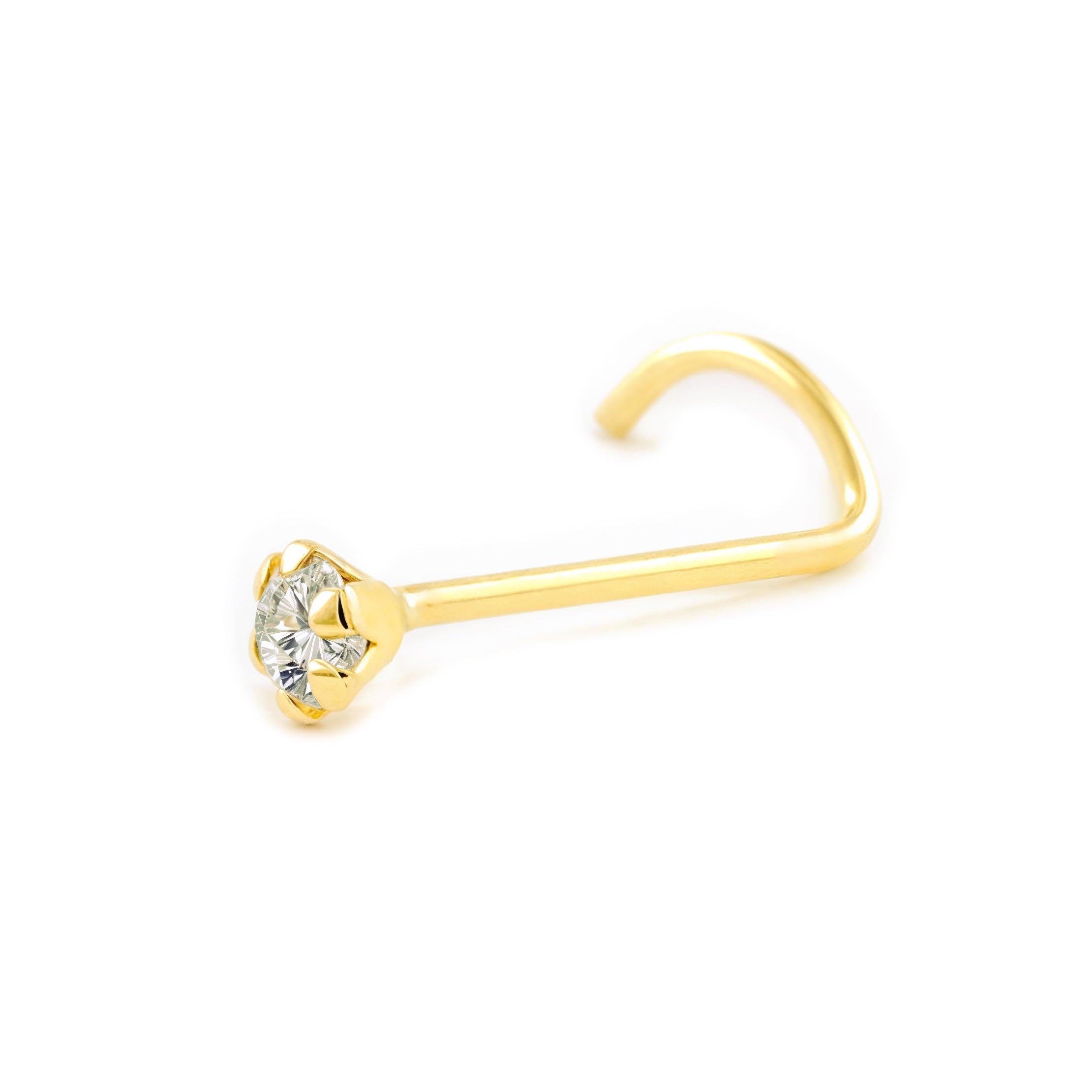 Piercing Oro Nariz garra con circón 2 mm (9kts) - Estuche Regalo - Certificado de Garantía - Mondepetit