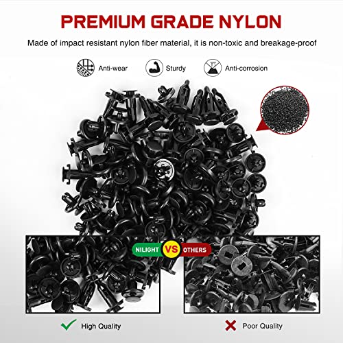 Image of Nilight 100PCS Car Retainer Clips 7mm 9mm Push Type Retainer Clips,Bumper Fastener Rivet Clips for Lexus Toyota GM,1PC Fastener Remover