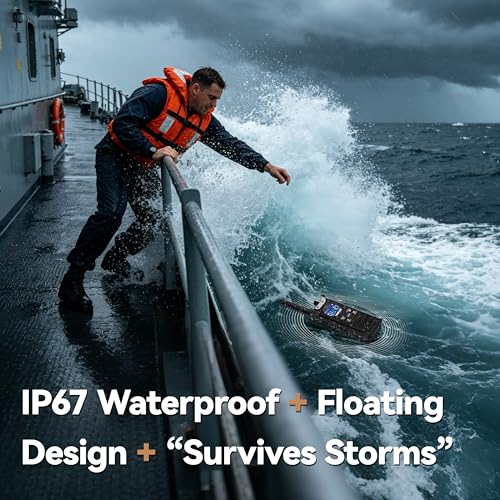 Image of SAMCOM T5G GMRS Walkie Talkies for Adults with AI Noise Reduction | IP67 Waterproof NOAA Weather FM Radio SOS Flashlight Group Call Repeater Capable Floating for Construction School Church