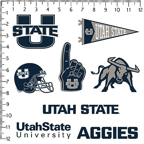 Image of Utah State University 8ct Vinyl Large Deluxe Stickers Variety Pack - Laptop, Water Bottle, Scrapbooking, Tablet, Skateboard, Indoor /Outdoor - Set of 8