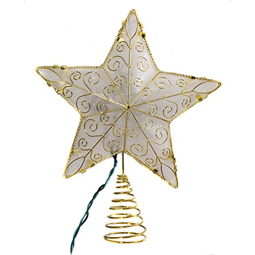 Estrella para árbol de Navidad Kurt Adler dorada con 10 luces de reflejo 5