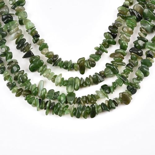 Image of 5-8mm Green Canada Jade Chips Natural Chip Stone Beads for Jewelry Making