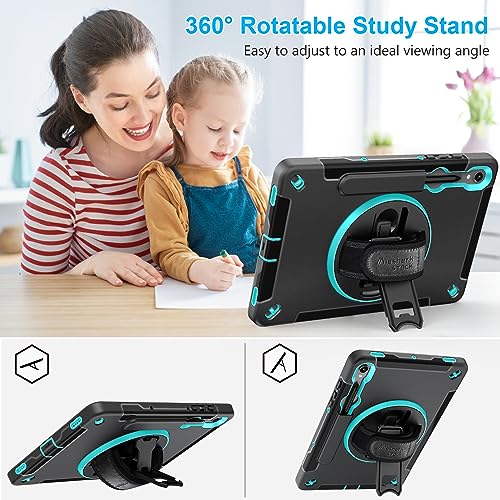 Image of Case for Galaxy Tab S10 Lite &S10 FE S9 FE 10.9 inch /S9 11 Inch: TPU Cover for Samsung Tablet S10 FE / 2025 / S9 FE & S9 2023 5G with Screen Protector- Stand- Handle-Shoulder Strap-S-Pen Holder-Mint Green