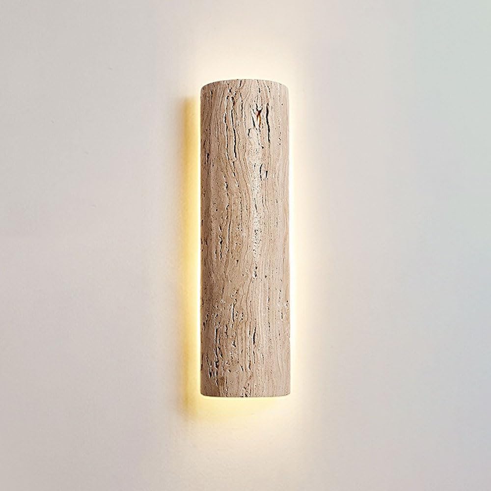 Jadssox Wandleuchte im Wabi-Sabi-Stil, LED-Wandleuchte, Naturstein-Wandlampe, gelbe Travertin-Wandleuchter, Beleuchtungskörper, Kunstdekor, Wandlampen für Schlafzimmer, Wohnzimmer, Restaurant