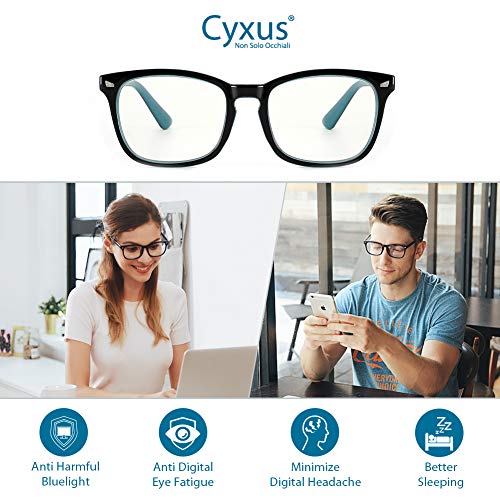 Image of Cyxus Blue Light Glasses Men Women Reduce Eye Strain UV400 Protection 8082 | Eye Protection,Classic Sqaure Frame,Ideal for Computer Screen Office Work Daily Wear