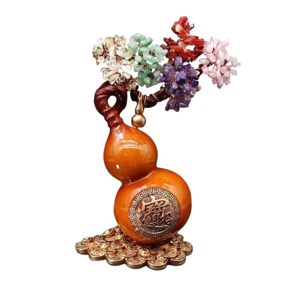 Fortune Crystal Trees Five Colours Crystal Fortune Tree, Gourd Attraction Ornament, Home Living Room Entrance Office Housewarming
