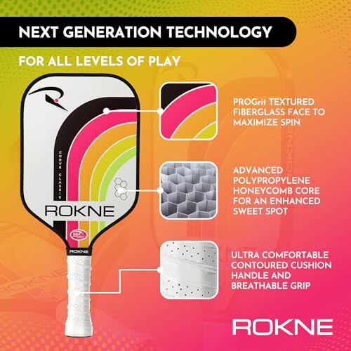 Image of ROKNE Curve Classic Pickleball Paddle | USAPA Approved Fiberglass Pickleball Paddles | Elevate Your Game with Precision Engineering & Comfort | ProGrit Texture for Max Spin & Power | Paddle
