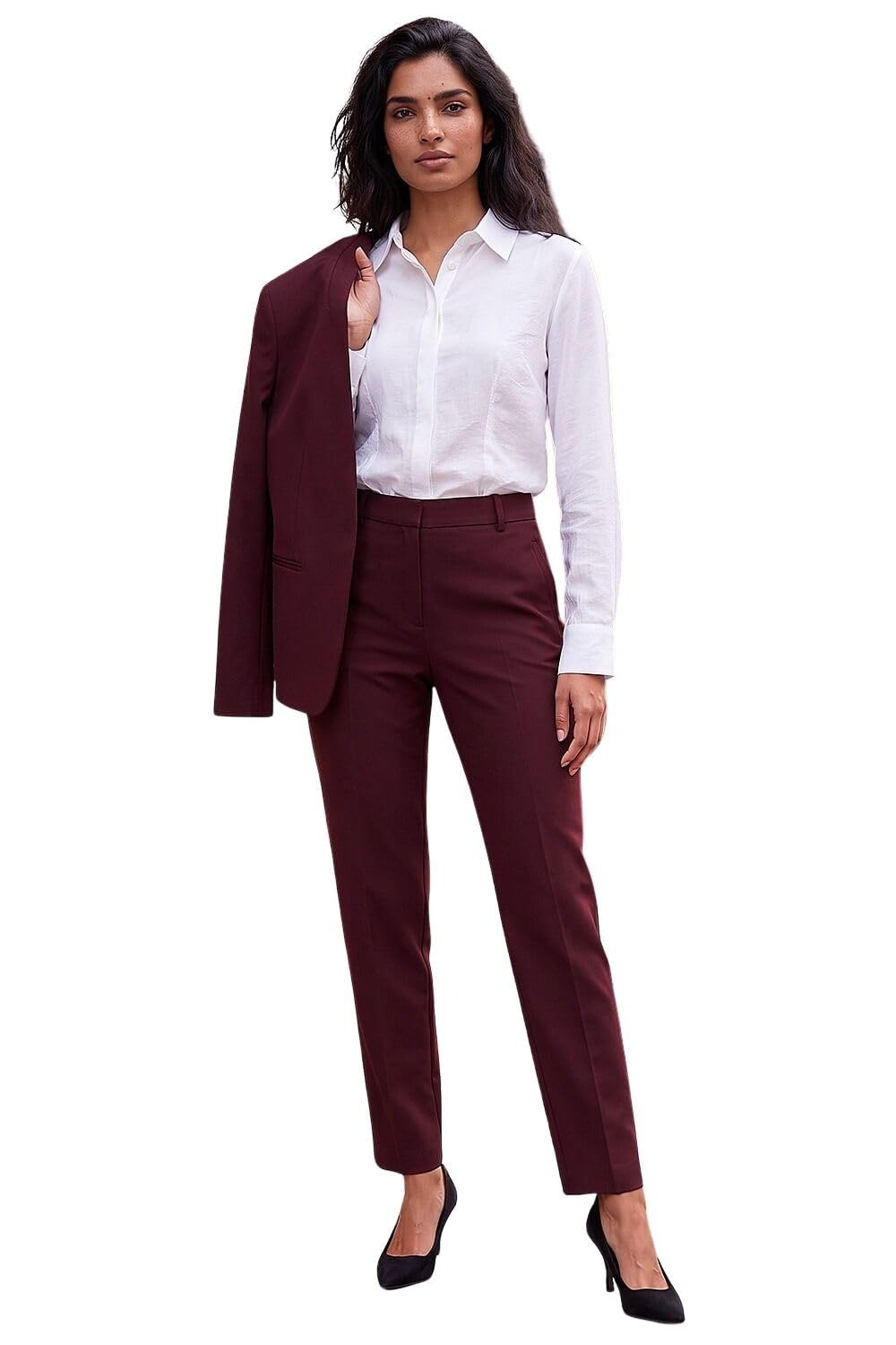 Roman Women's Wine Straight Leg Stretch Trouser In | : Size 14