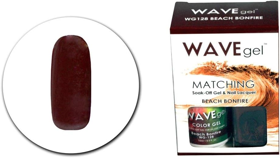 WAVEGEL Soak-0ff Gel & Nail Lacquer Matching Duo Set - Beach Bonfire - WG128-128 I 0.5 Oz