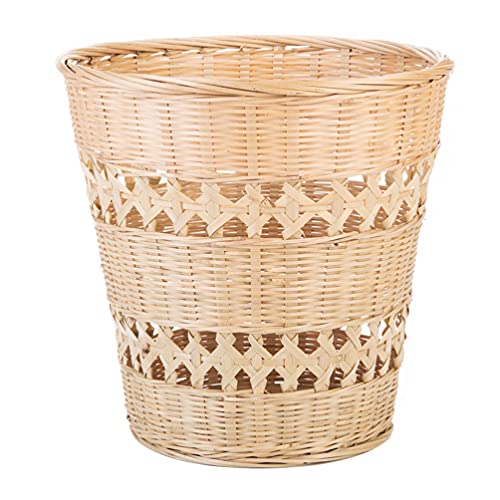 Cabilock Bambus Abfall Korb Büro Papier Papierkorb Rattan Woven Lagerung Körbe Dekorative Runde Rustikalen Bauernhaus Mülleimer für Schlafzimmer Desktop Kaffee Cabilock Bambus Abfall Korb Büro Papier Papierkorb Rattan Woven Lagerung Körbe Dekorative Runde Rustikalen Bauernhaus Mülleimer für Schlafzimmer Desktop Kaffee