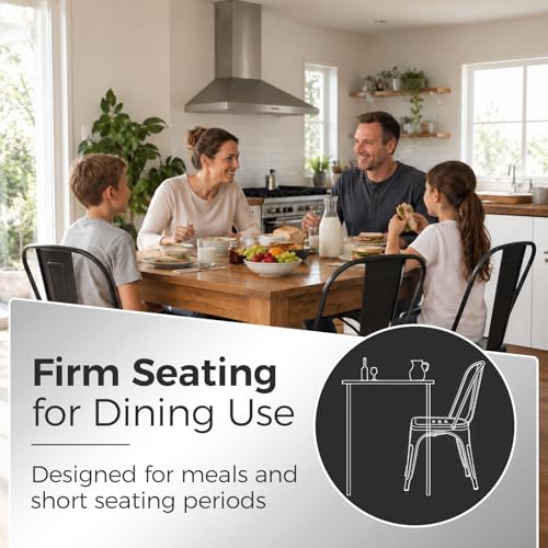 Image of Metal Dining Chairs with Backrest, Stackable, Grey, 4 Pack | Easy Assembly, Non-Slip Feet, 330 lb Capacity, Kitchen, Restaurant, Cafe, Pub, Covered Patio