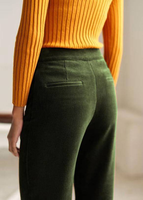 LifeShe Women Corduroy Pants Elastic Waisted Straight Leg Pant Casual Stretchy Baggy Boyfriend Long Trousers2