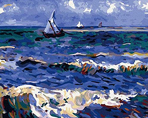 Peinture par numéros adulte débutant toile paysage mer acrylique
