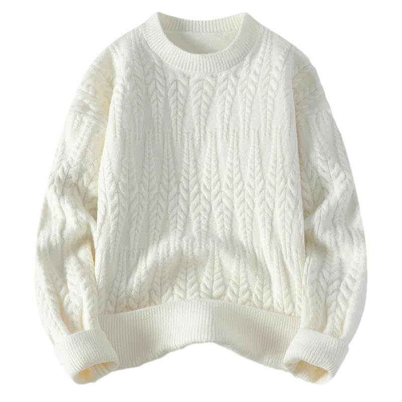 Autumn Winter Knit Pullovers Men Solid Color O-Neck Knitted Sweater Loose Warm Pullover Sweaters2