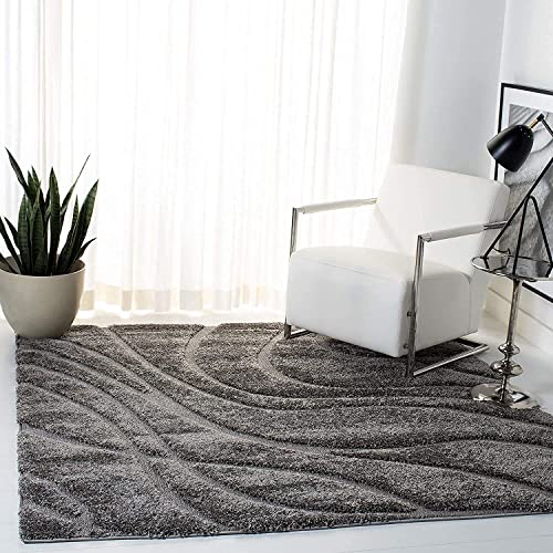 Image of Export Quality Microfiber Hand Woven Shaggy Carpet Collection with 2 inch Pile Height Carpet for Living Room & Hall Size 6x9 feet coular Dark Grey